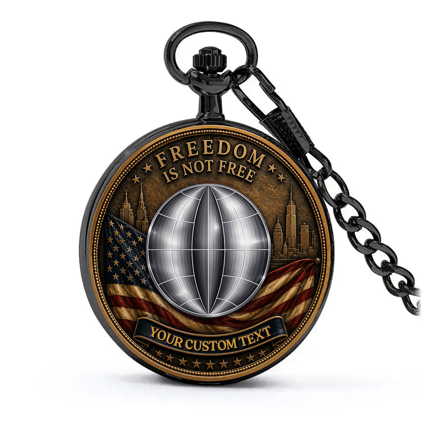 Personalized US Navy 250th Anniversary Pocket Watch Custom Rank Name Gift