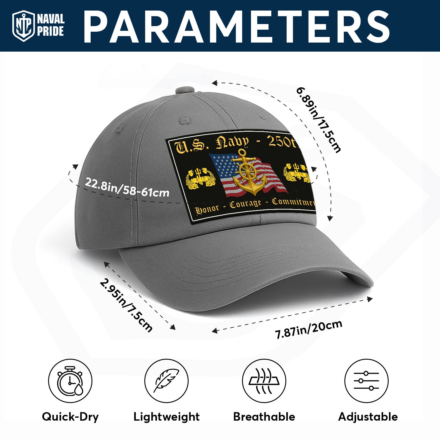 Custom Ranks US Navy Premium Washed Denim Cap DC018