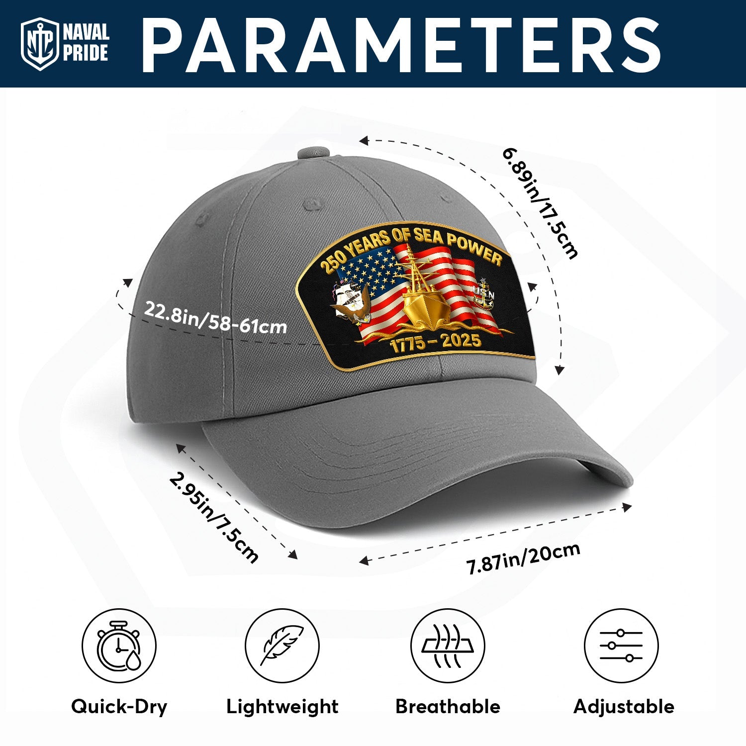 Custom Ranks US Navy Premium Washed Denim Cap DC023