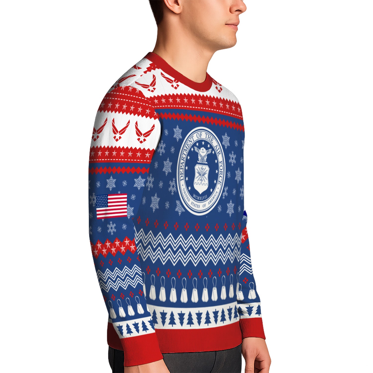 Custom Ranks US Air Force Ugly Christmas Sweater for Women Men KRUST04