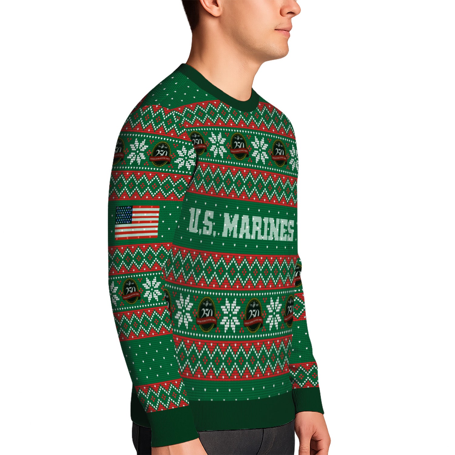 Custom Ranks USMC Ugly Christmas Sweater for Women Men KRUST09