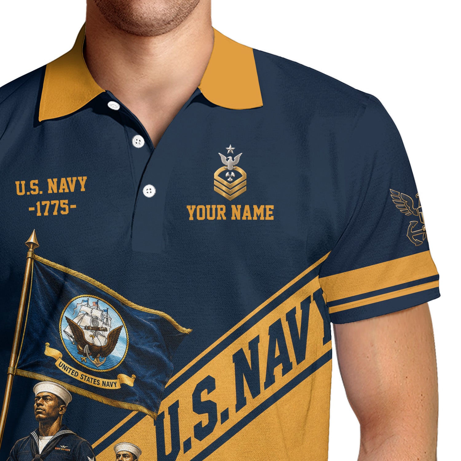 Personalized US Navy Sailor 3D All-Over Print Polo Shirt