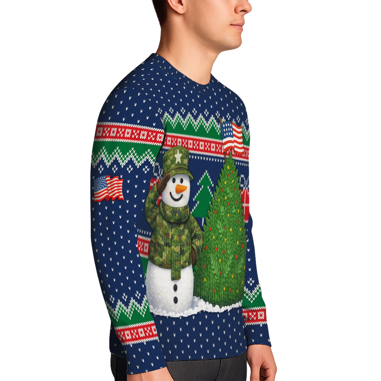 US Army Snowman Soldier Ugly Christmas Sweater