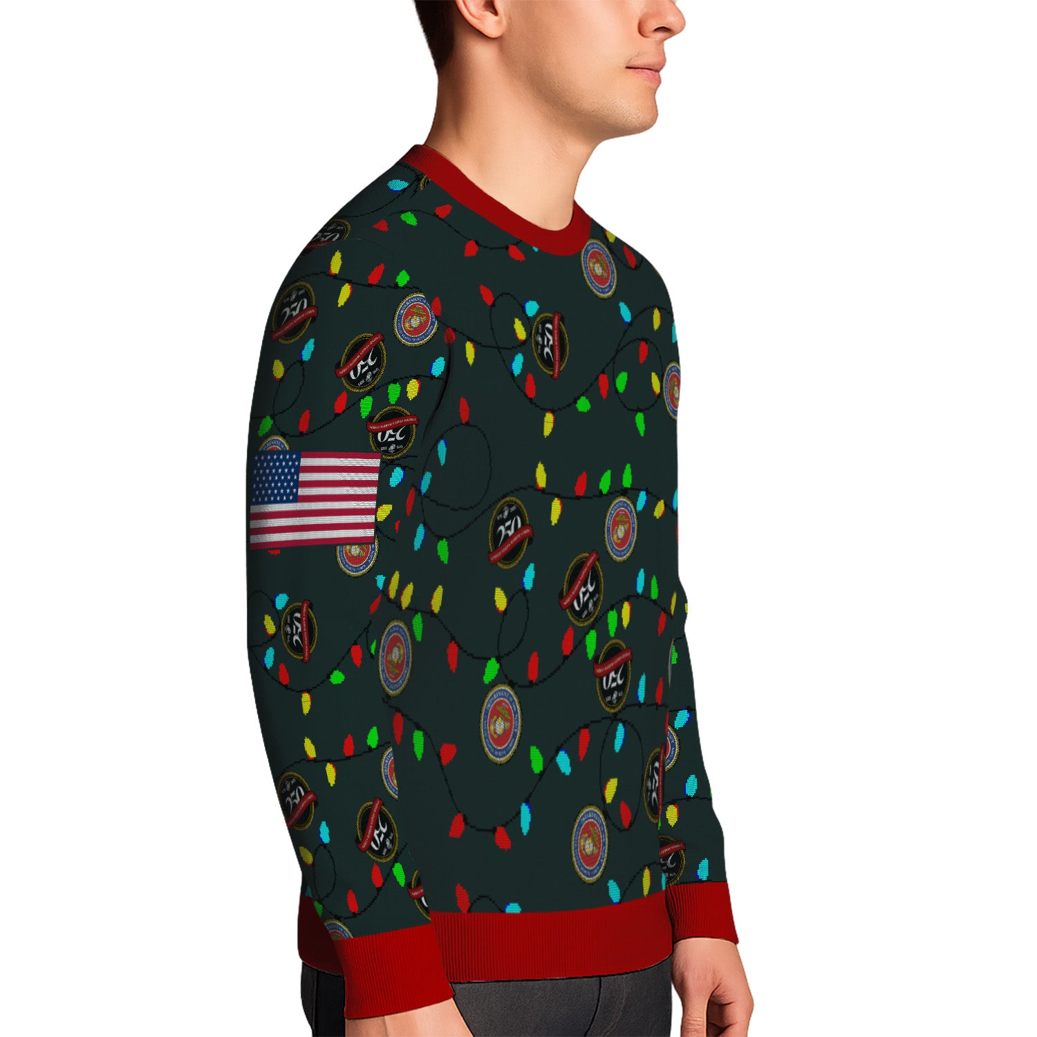 Custom Ranks USMC Ugly Christmas Sweater for Women Men KRUST07