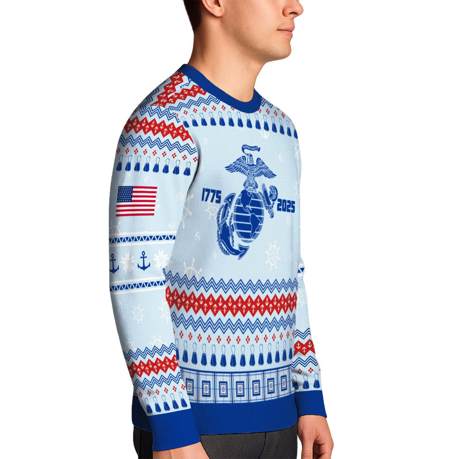 Custom Ranks And Text USMC Ugly Christmas Sweater for Women Men KRUST02