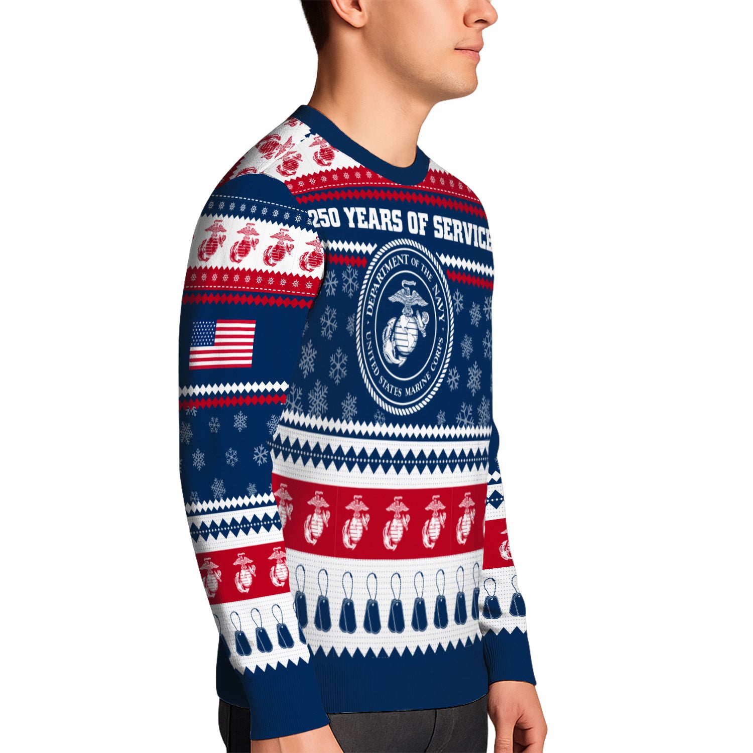 Custom Ranks USMC Ugly Christmas Sweater for Women Men KRUST03