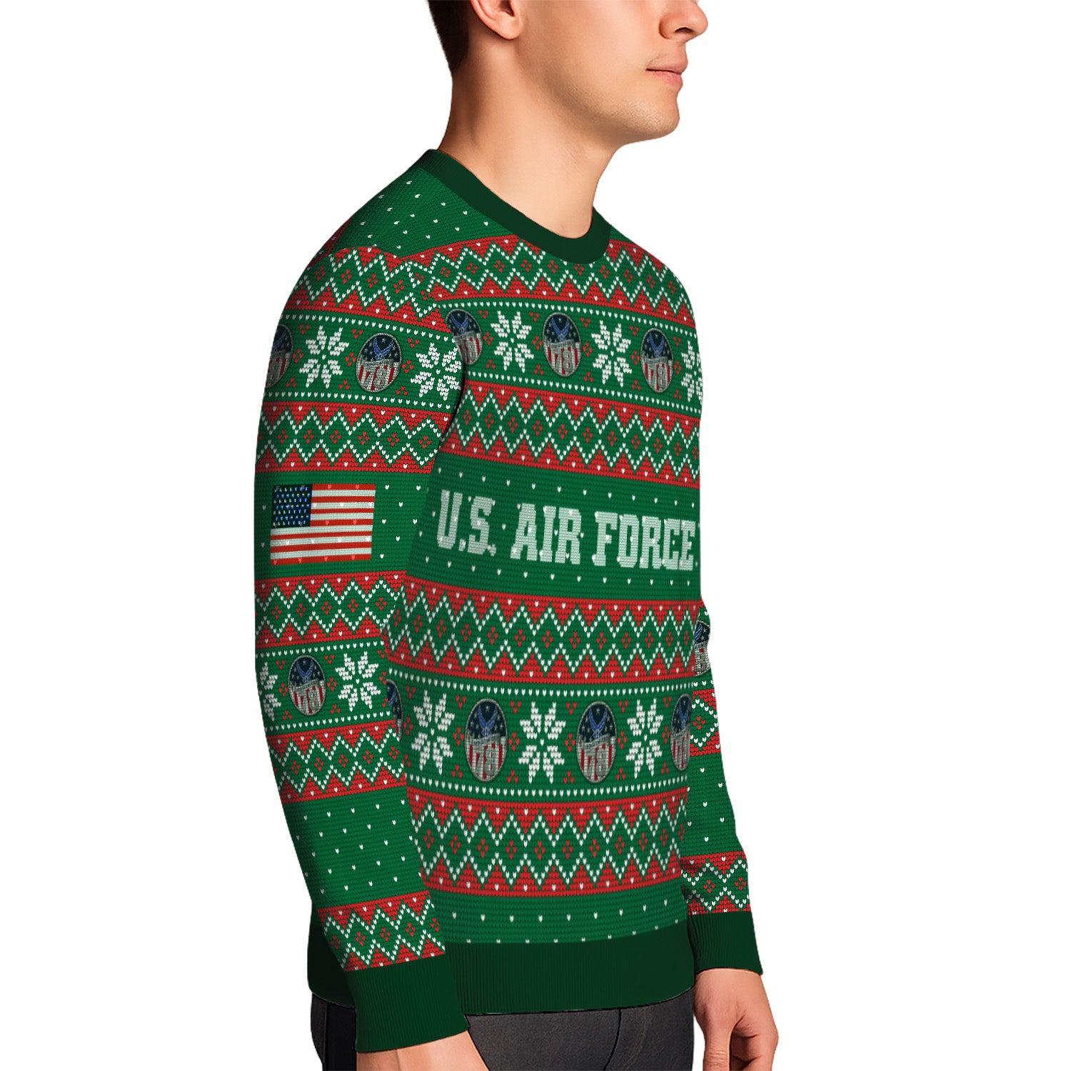 Custom Ranks US Air Force Ugly Christmas Sweater for Women Men KRUST09