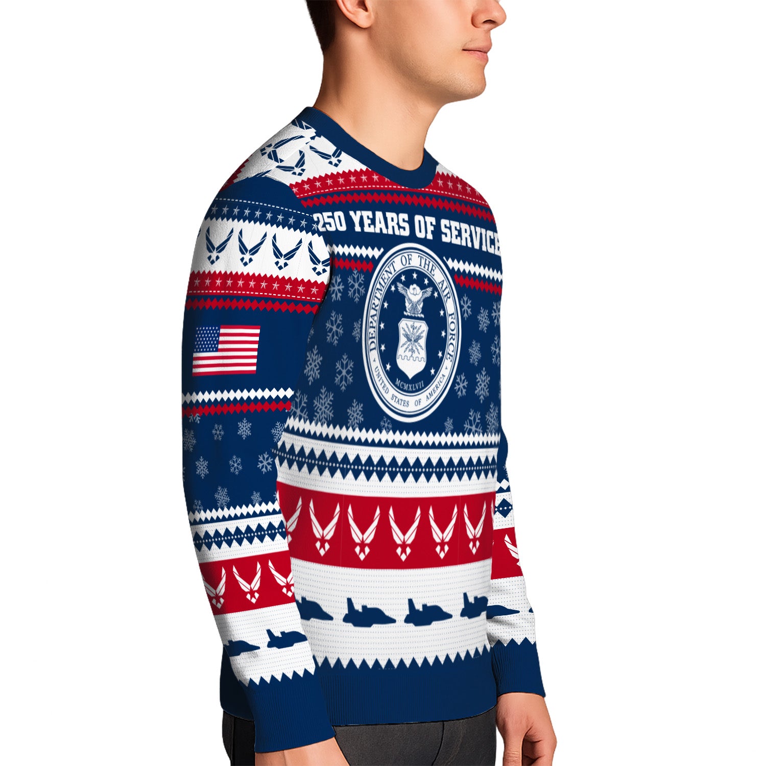 Custom Ranks US Air Force Ugly Christmas Sweater for Women Men KRUST03