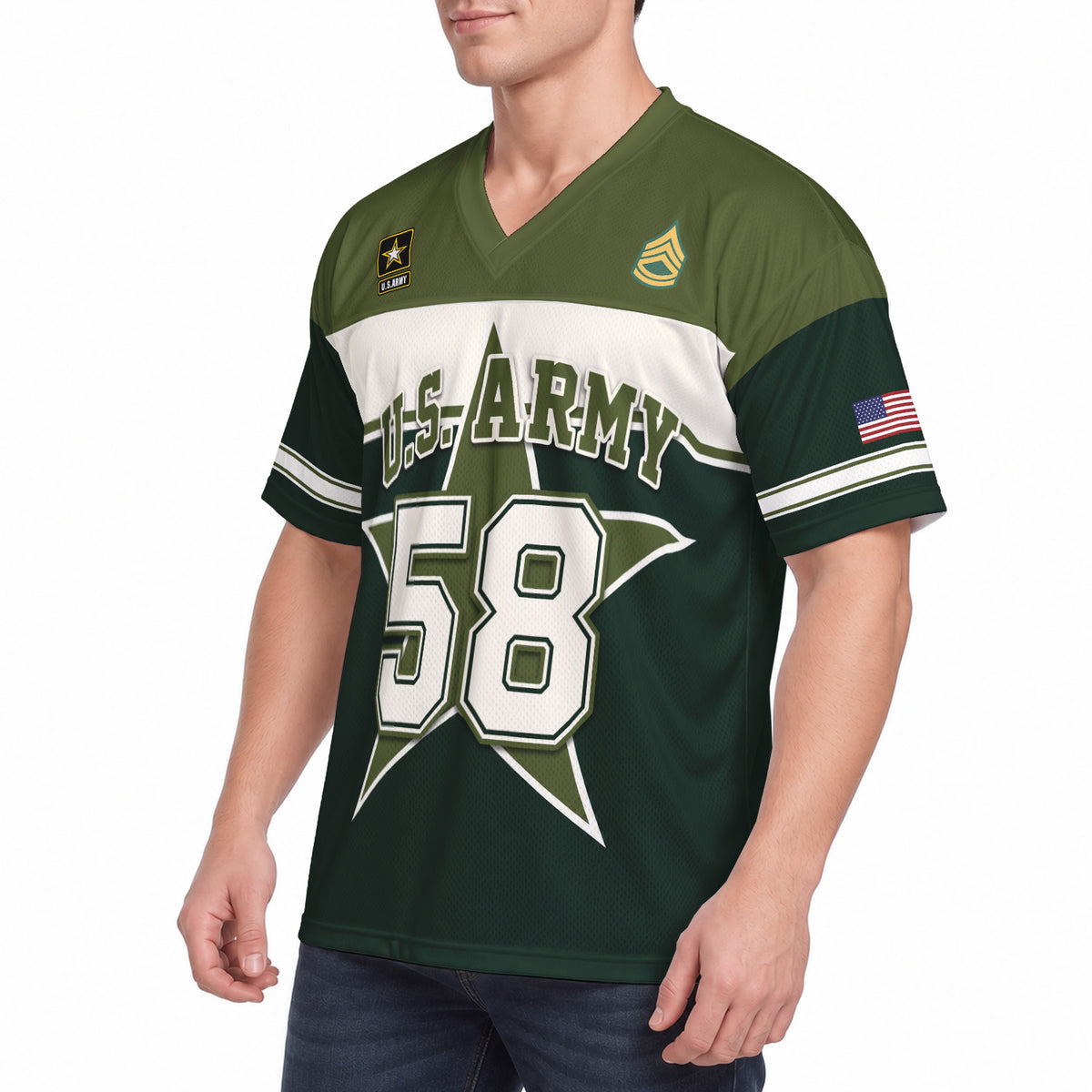 Custom Army Veteran Sports Jersey Personalized Rank and Custom Wording