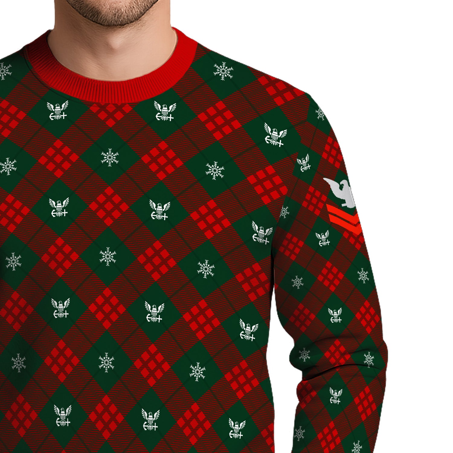 Custom Ranks US Navy Ugly Christmas Sweater for Women Men KRUST08