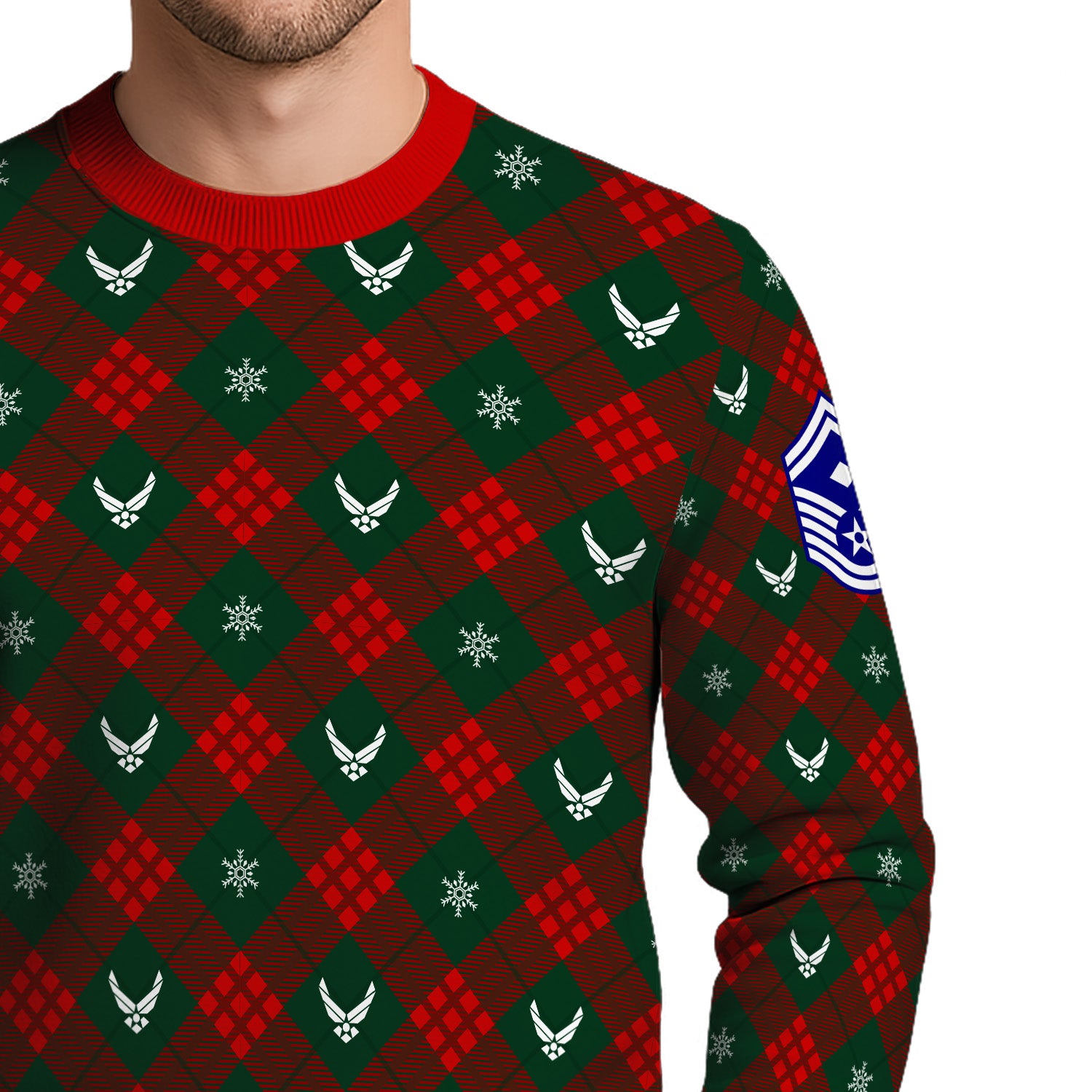 Custom Ranks US Air Force Ugly Christmas Sweater for Women Men KRUST08