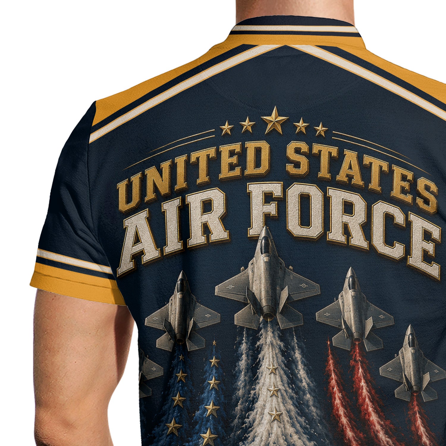 Custom USAF Name Rank 3D Polo Shirt for Veterans