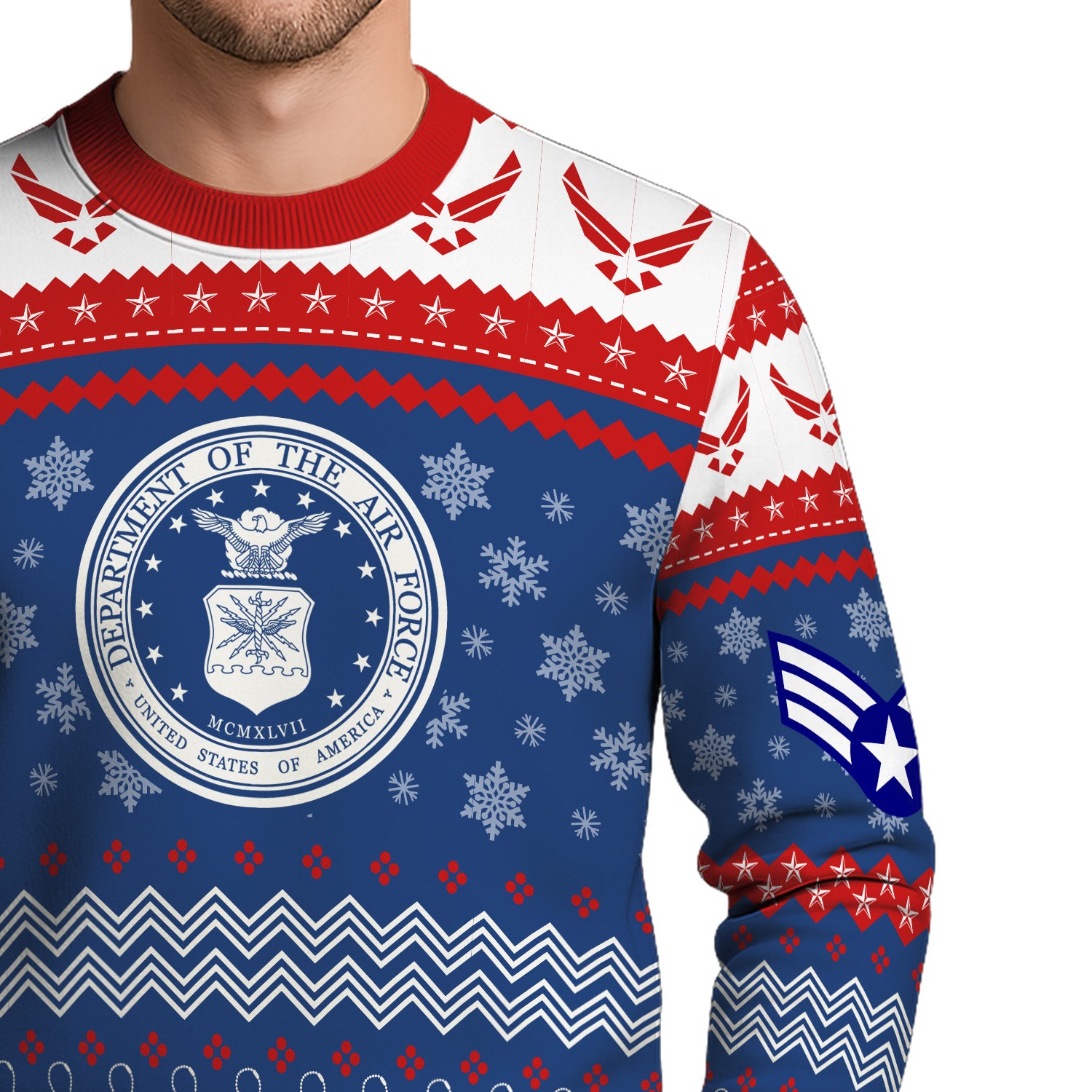 Custom Ranks US Air Force Ugly Christmas Sweater for Women Men KRUST04