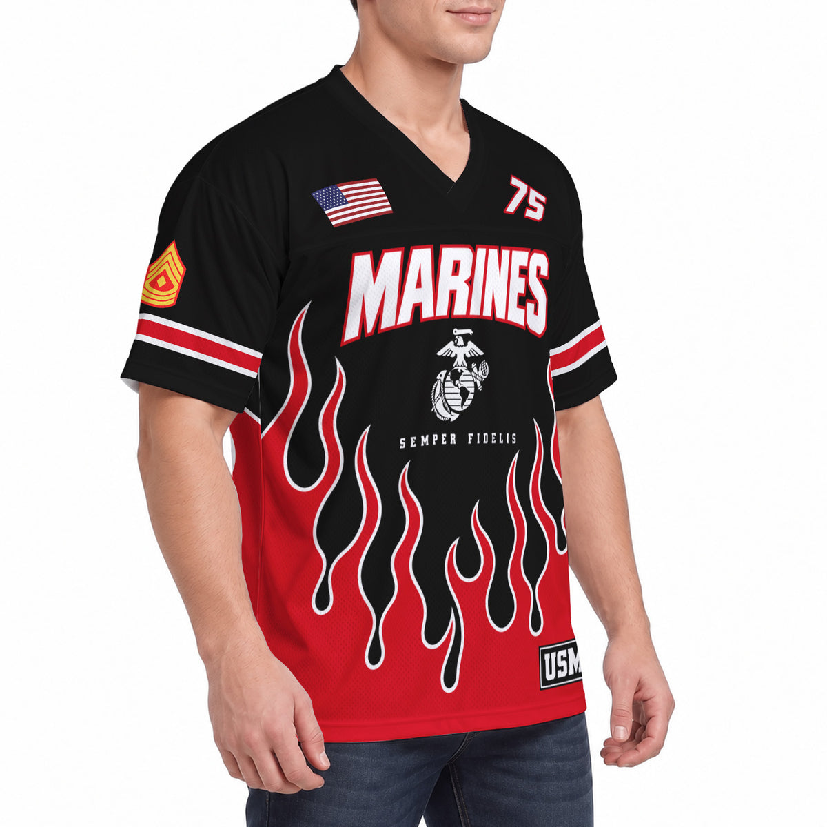 USMC Sports Jersey Custom Marine Rank Text and Jersey Number