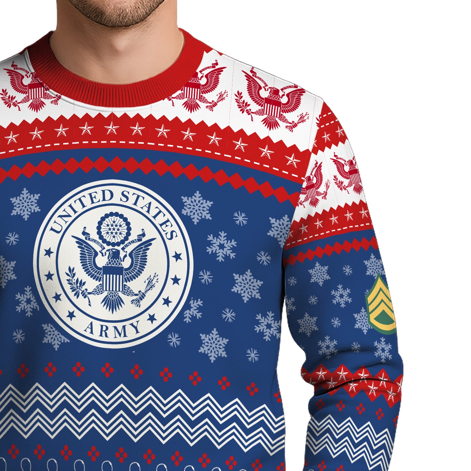 Custom Ranks US Army Ugly Christmas Sweater for Women Men KRUST04