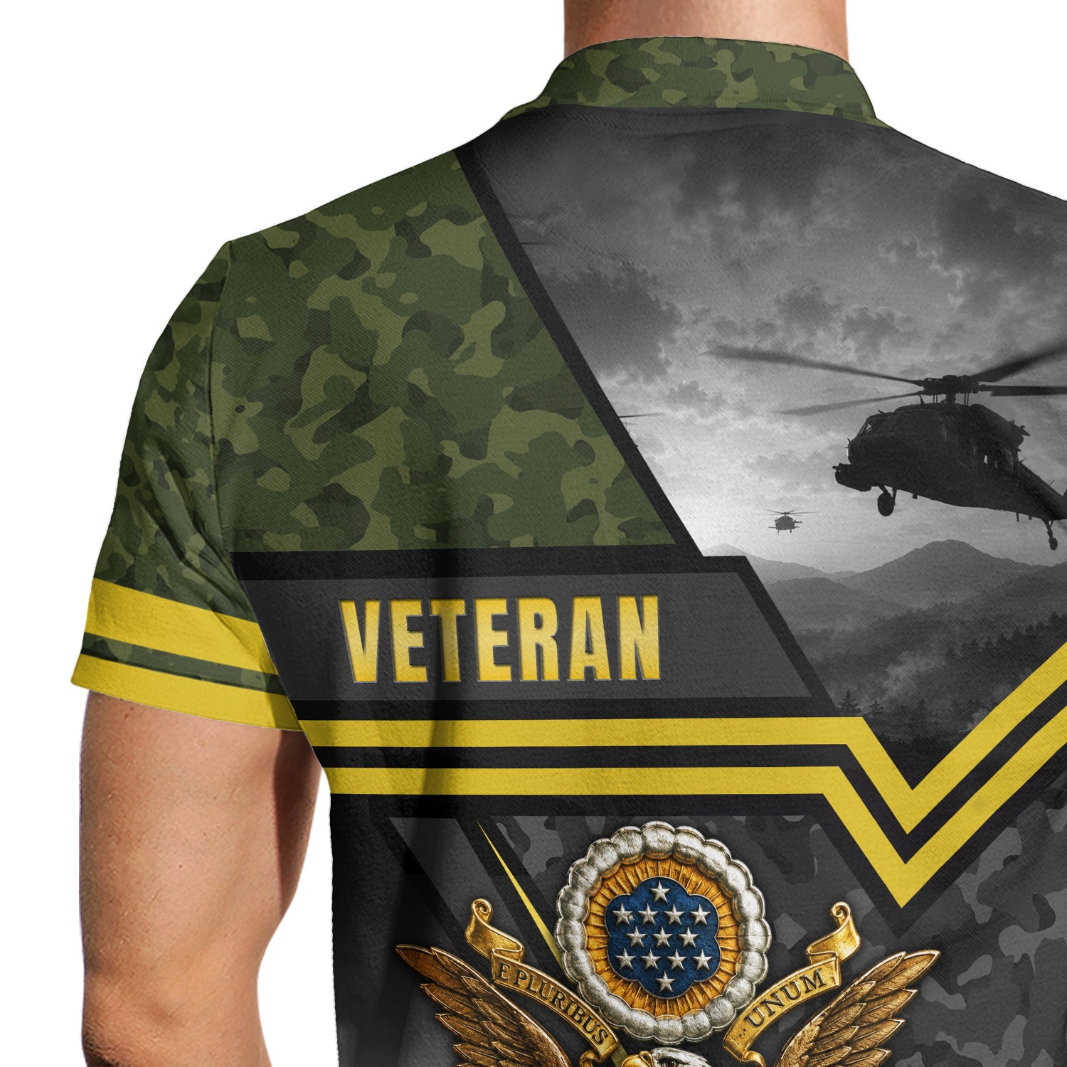 Custom Army Name and Rank 3D Polo Shirt for Veterans