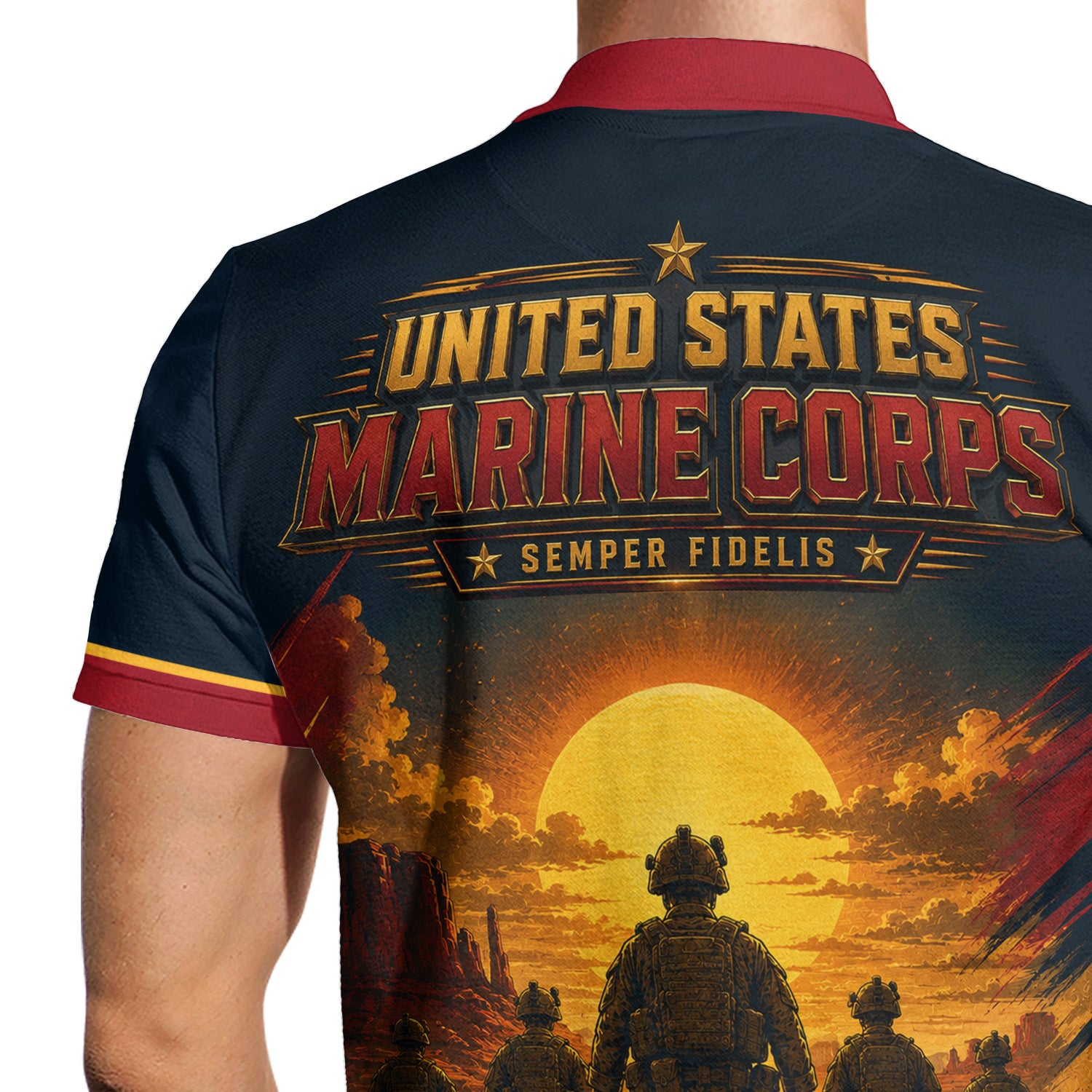 Custom USMC Veteran 3D Polo Shirt with Name and Rank