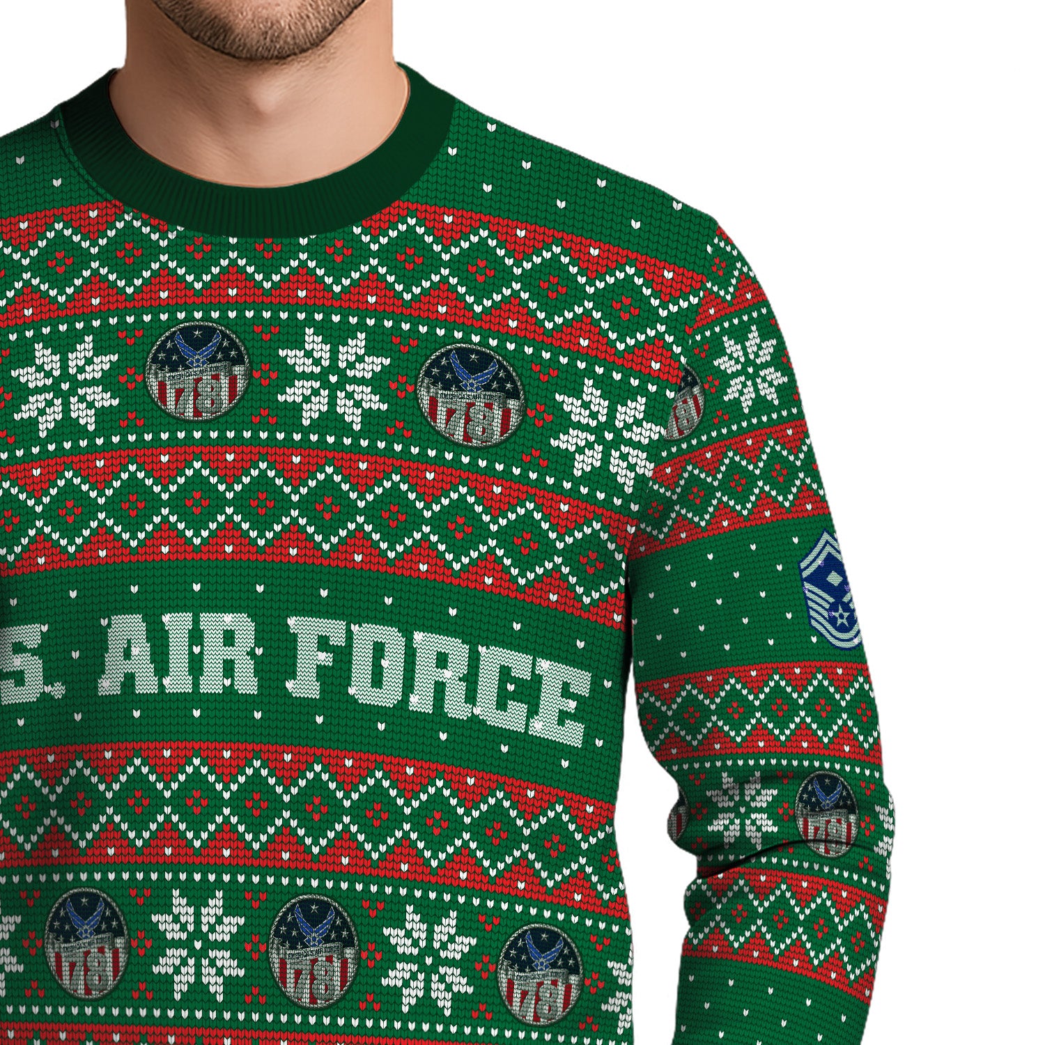 Custom Ranks US Air Force Ugly Christmas Sweater for Women Men KRUST09