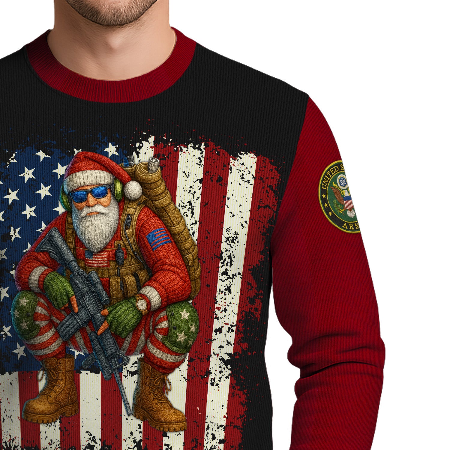 US Army Santa Soldier Ugly Christmas Sweater