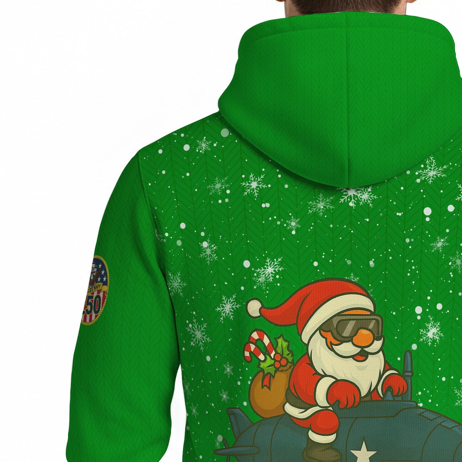 US Navy 3D All Over Print Hoodie Anchor Xmas Hat