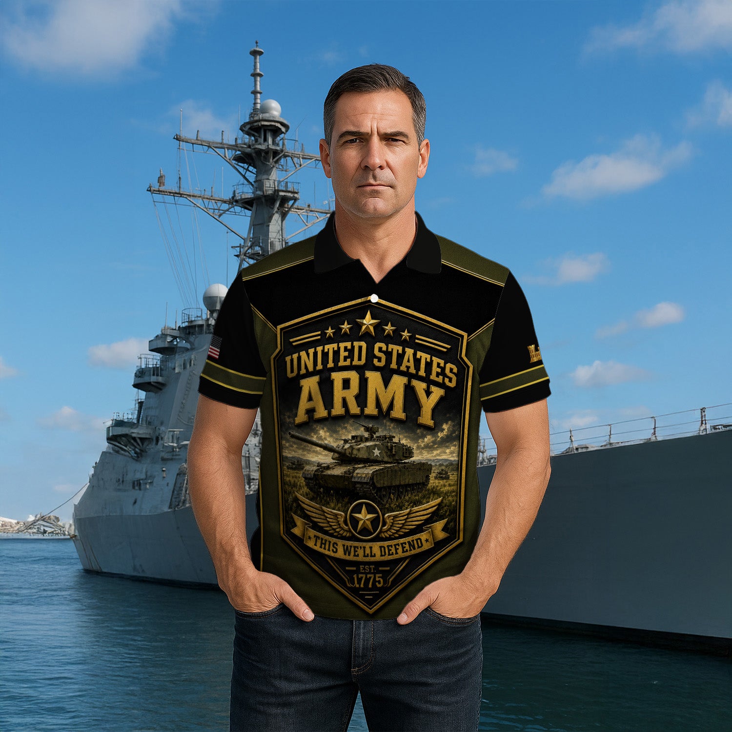 Personalized US Army Soldier 3D All-Over Print Polo Shirt