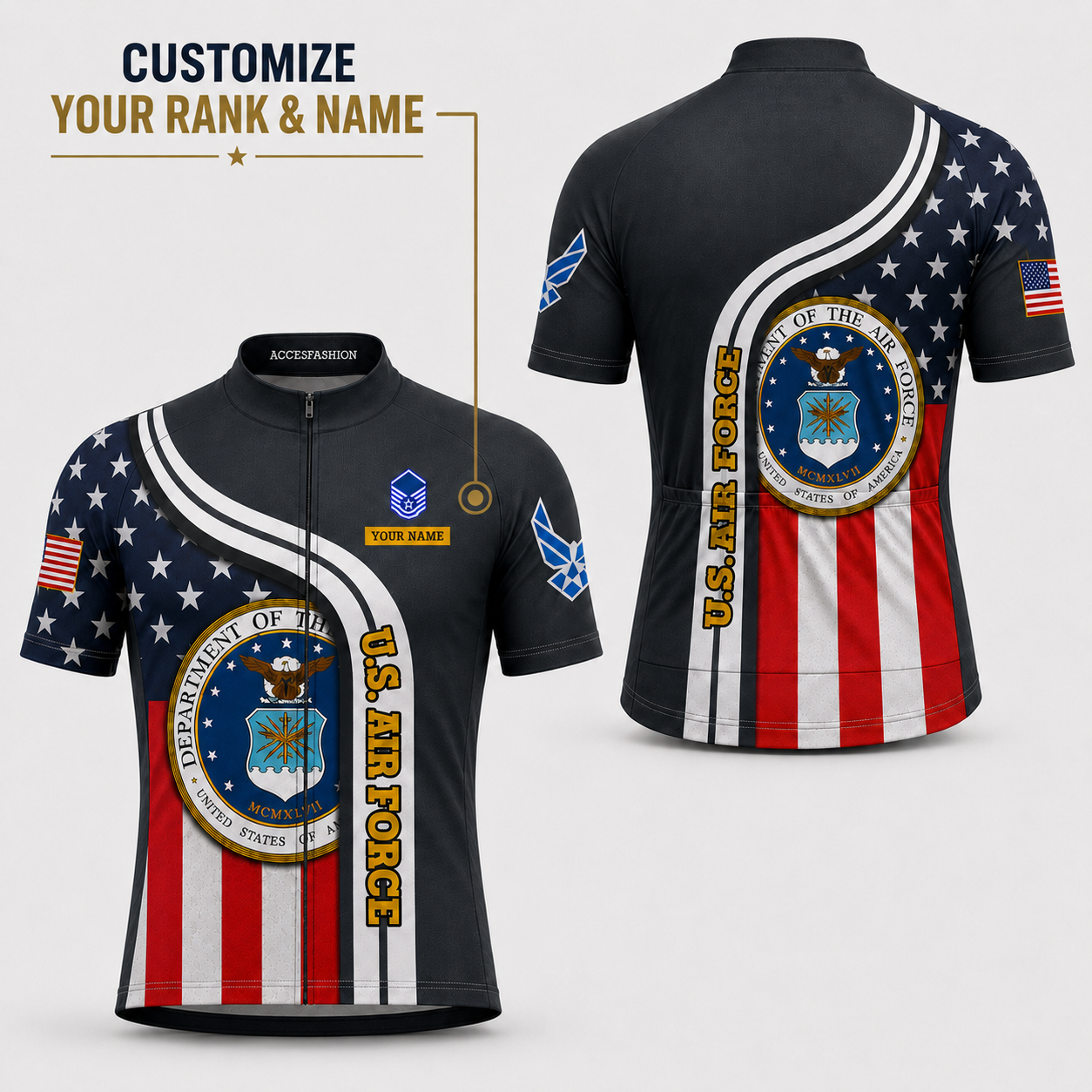 Personalized Military U.S. Air Force Inspired Cycling Jersey Kit