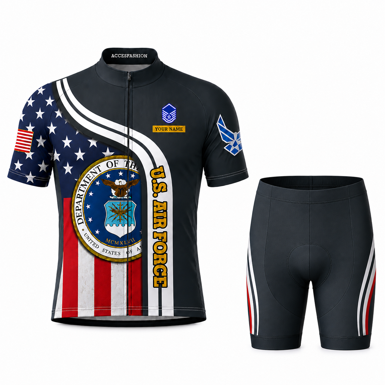 Personalized Military U.S. Air Force Inspired Cycling Jersey Kit