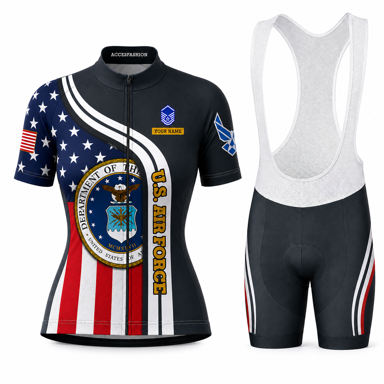 Personalized Military U.S. Air Force Inspired Cycling Jersey Kit
