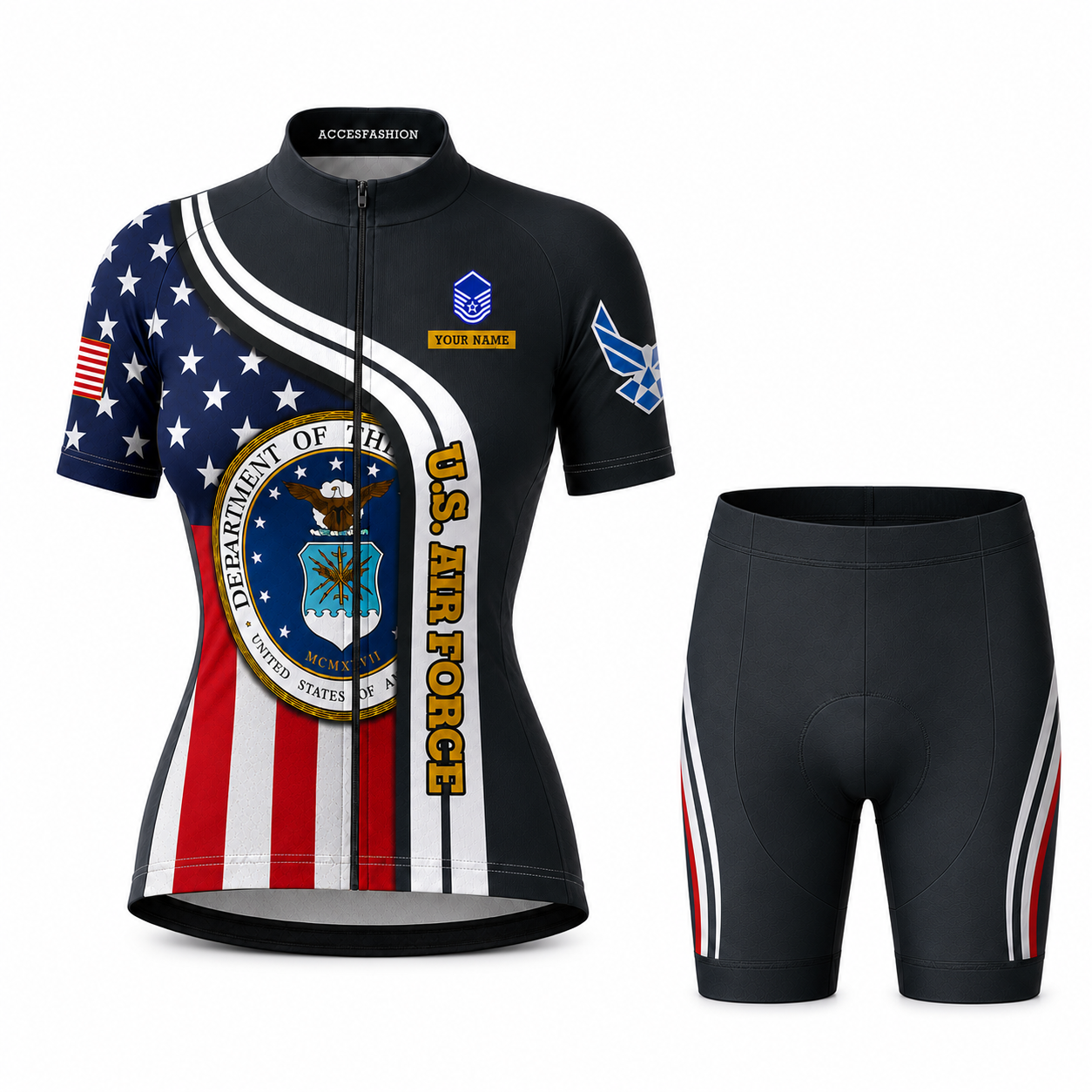 Personalized Military U.S. Air Force Inspired Cycling Jersey Kit