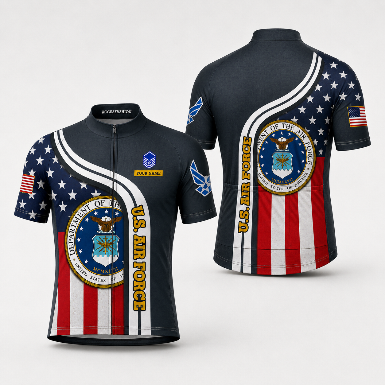 Personalized Military U.S. Air Force Inspired Cycling Jersey Kit