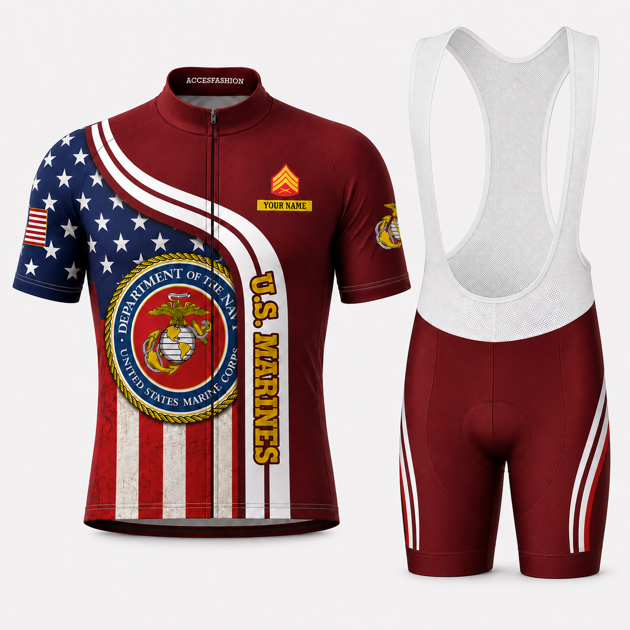 Personalized Military U.S. Marines Inspired Cycling Jersey Kit
