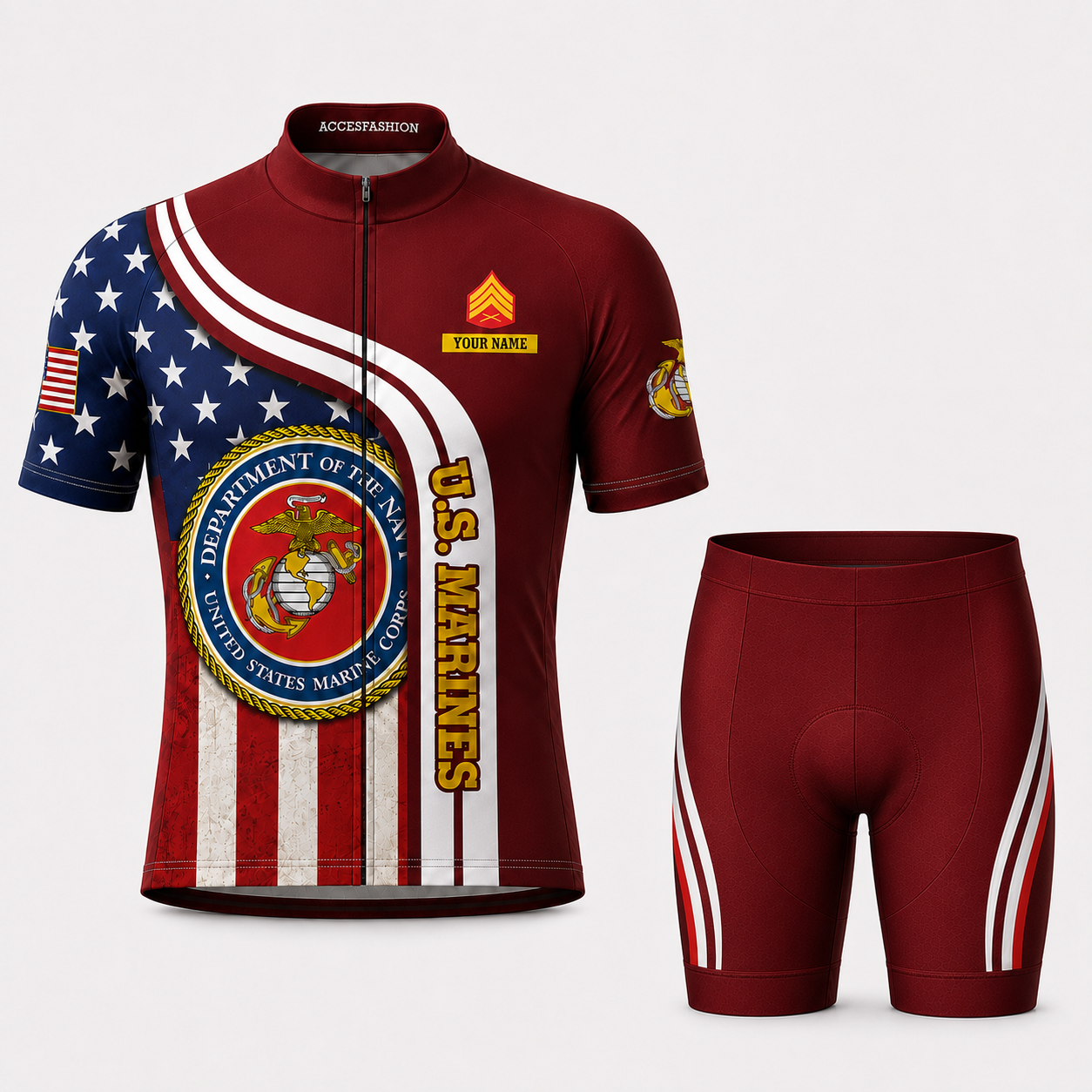 Personalized Military U.S. Marines Inspired Cycling Jersey Kit