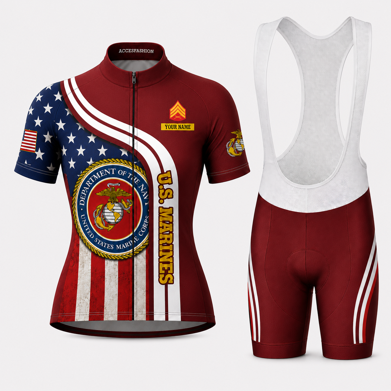 Personalized Military U.S. Marines Inspired Cycling Jersey Kit