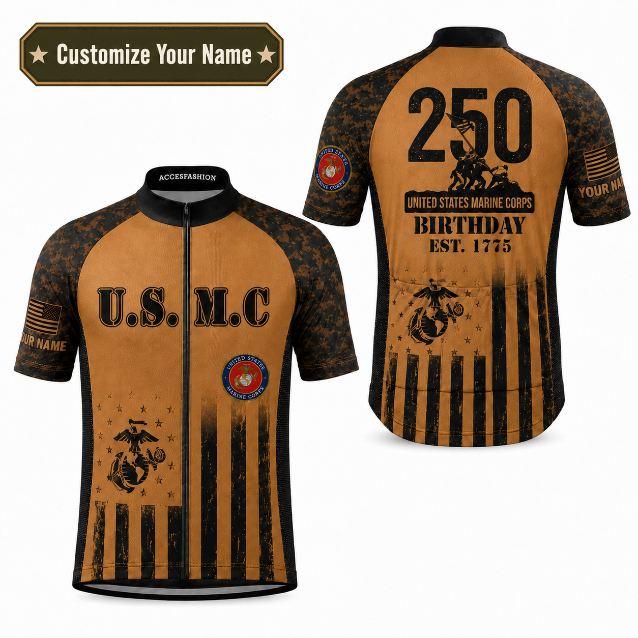 Personalized U.S. Marine Corps (U.S.M.C) 250th Birthday Cycling Kit