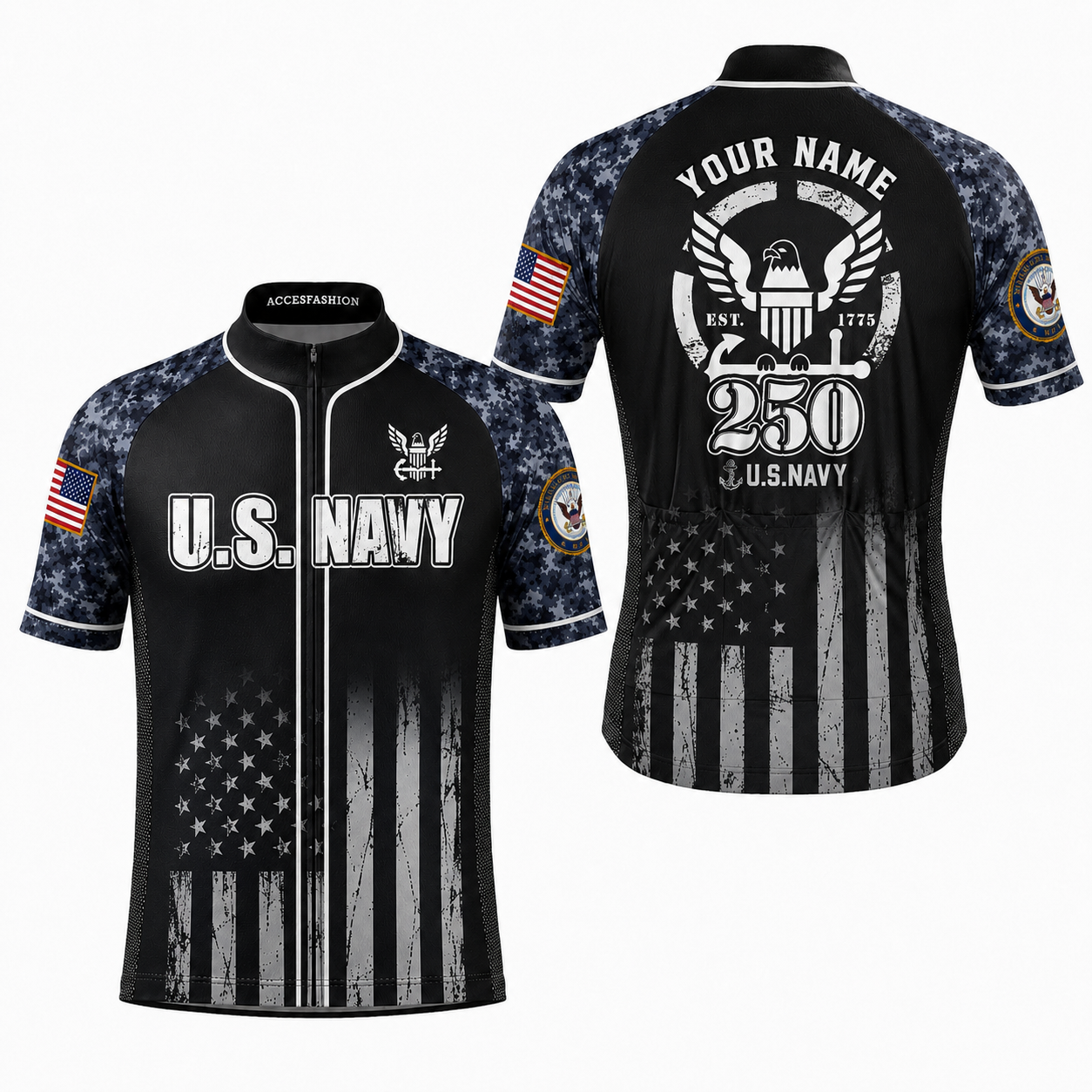 Personalized U.S. Navy 250th Cycling Jersey Kit