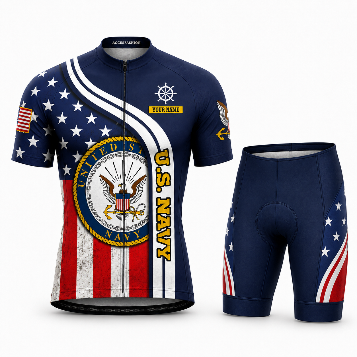 Personalized Military U.S. Navy Inspired Cycling Jersey Kit