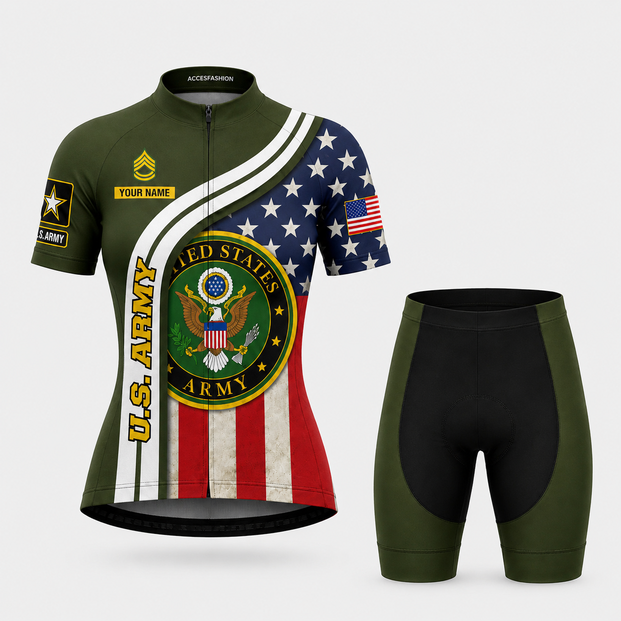 Men’s Personalized Military US Army Inspired Cycling Jersey Kit