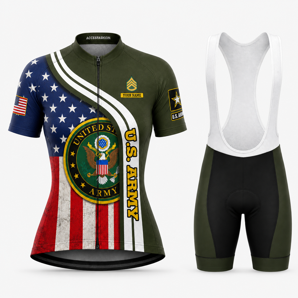Men’s Personalized Military US Army Inspired Cycling Jersey Kit