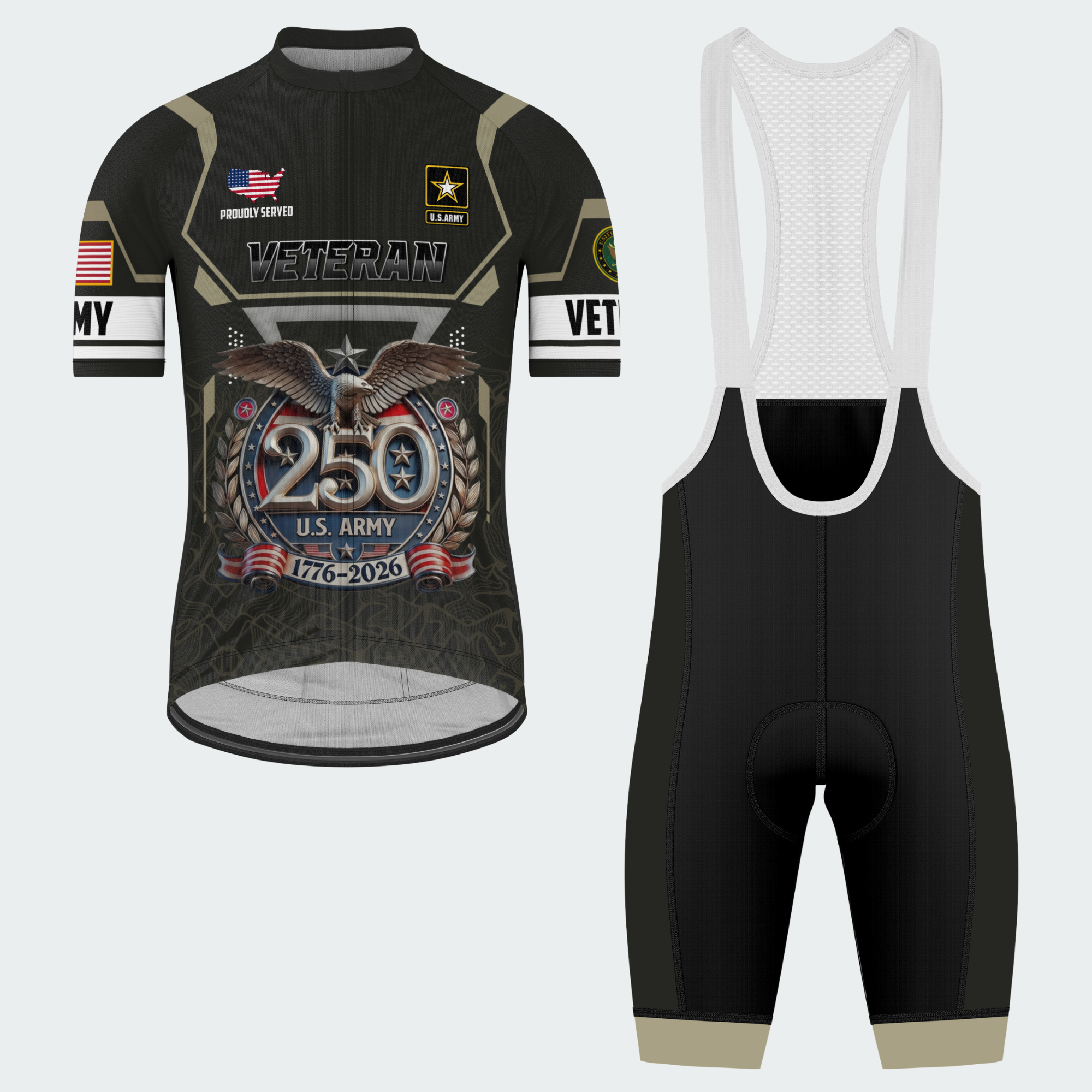 Men’s American Pride Proudly Served Veteran 250th Anniversary Regular Fit Custom Cycling Jersey