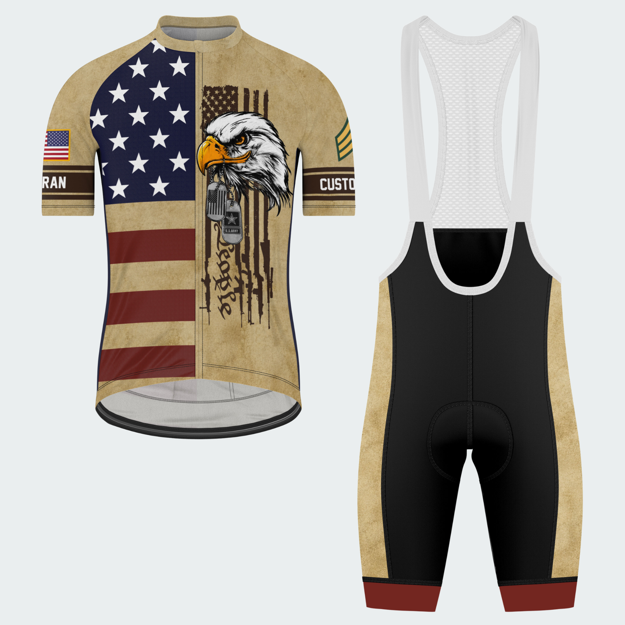 Men’s Custom Veteran Eagle Patriotic Cycling Jersey & Kit