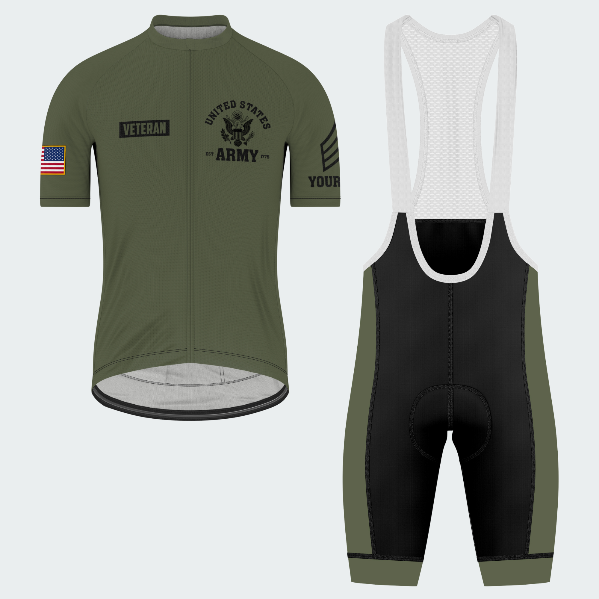 Men’s Personalized Proud Army Veteran Cycling Jersey & Kit