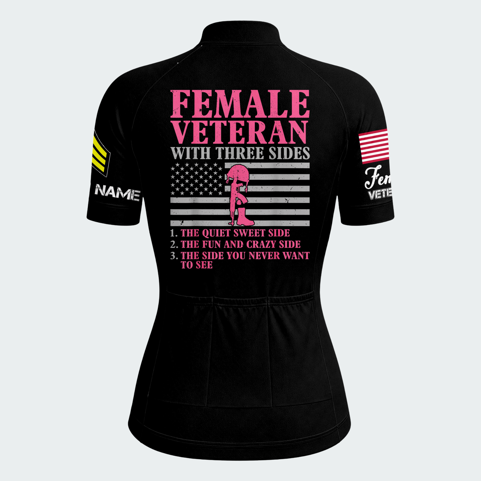 Women’s Personalized Army Female Veteran With Three Sides Cycling Jersey & Kit