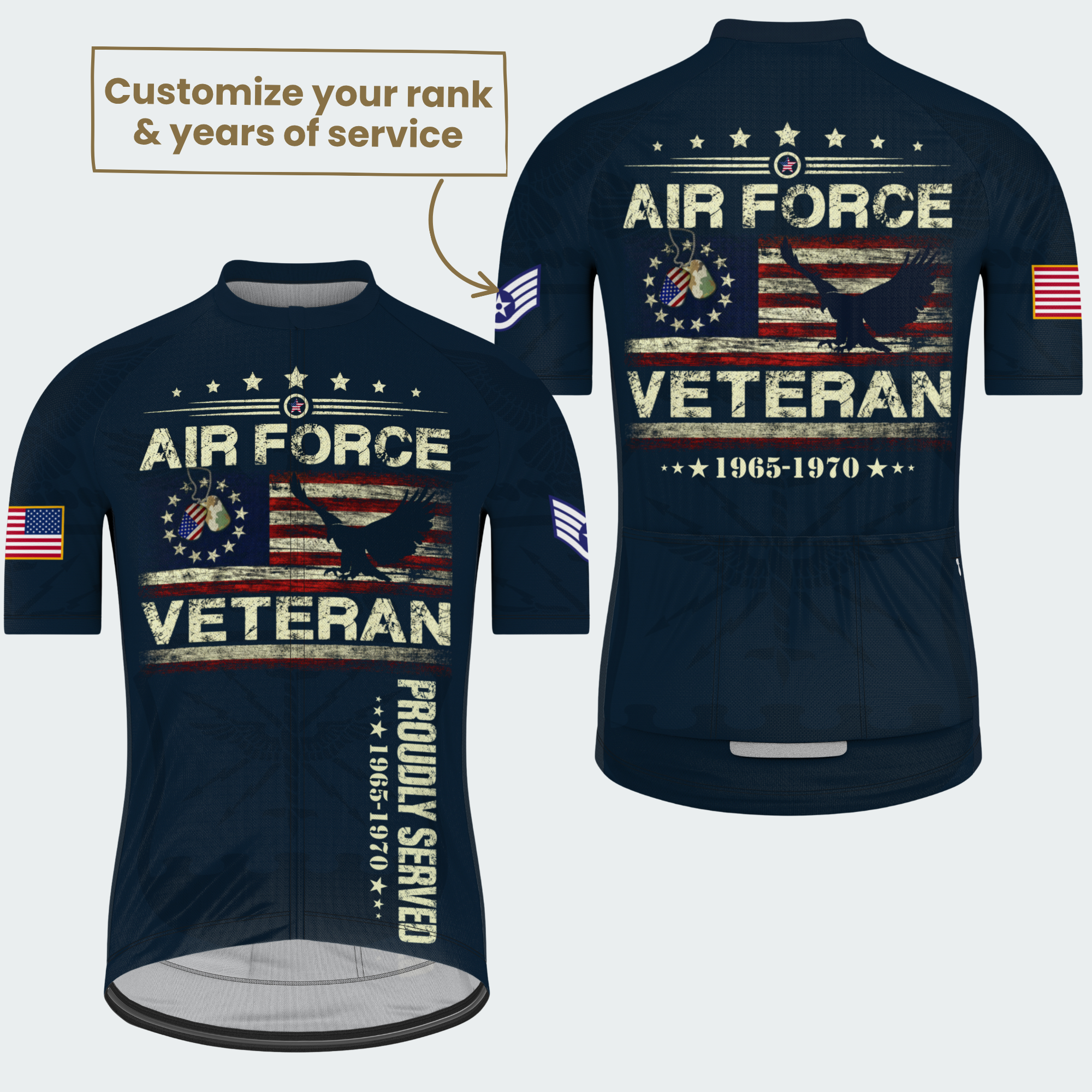 Men’s Air Force Veteran Proudly Served Cycling Jersey & Kit