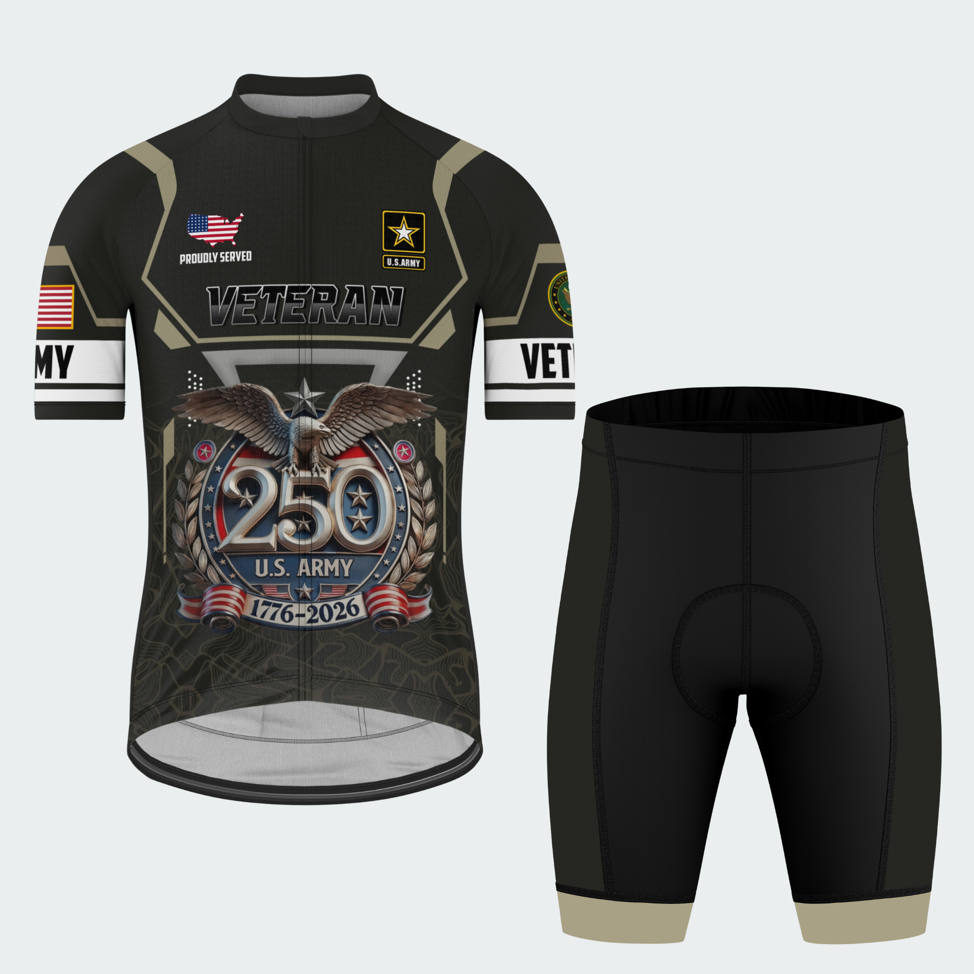 Men’s American Pride Proudly Served Veteran 250th Anniversary Regular Fit Custom Cycling Jersey