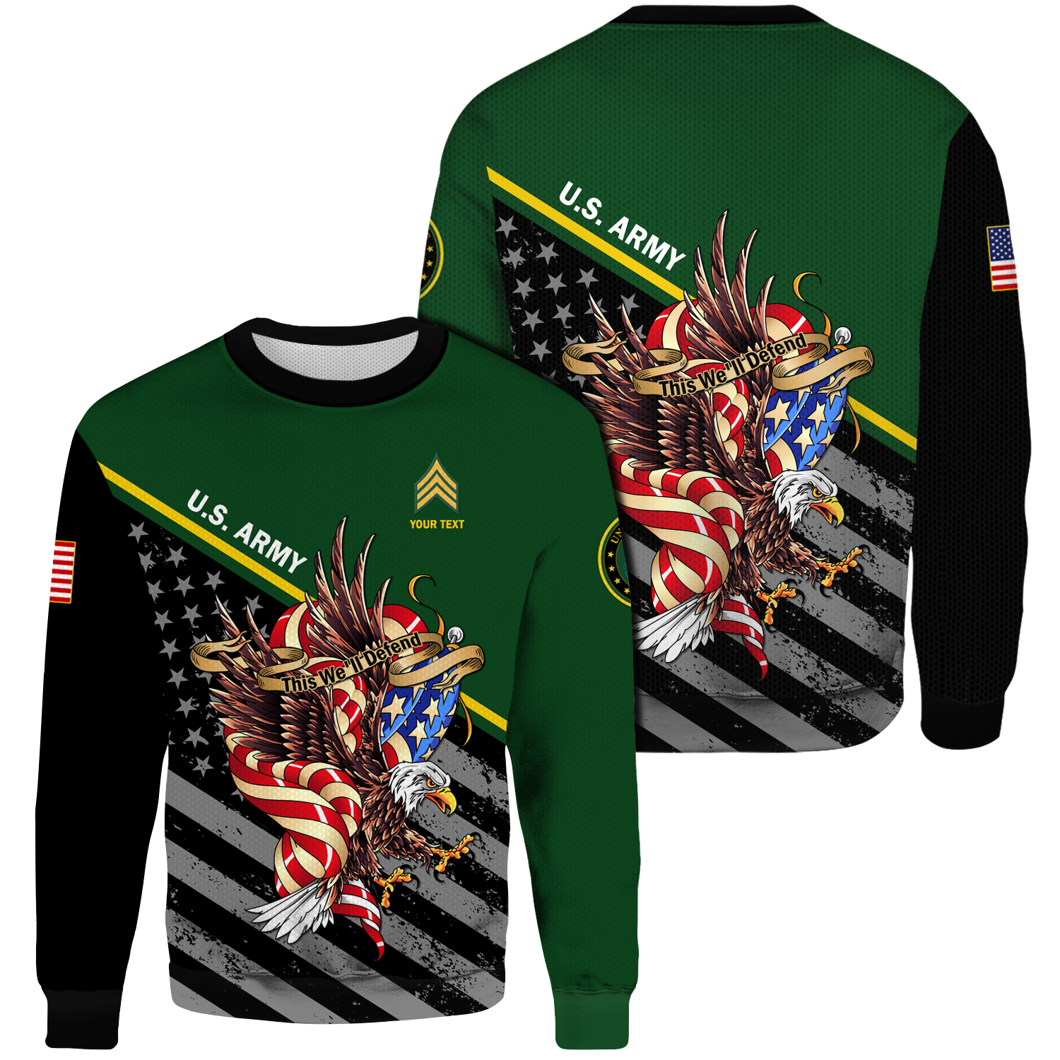 Custom 3D All Over Prints Ugly Sweater, Personalized Name And Ranks, Military Motto