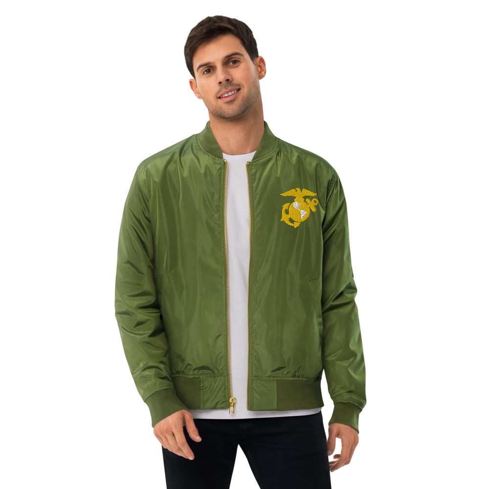 US Marines EST. 1775, Custom MARlNE Ranks, Insignia On Back, Embroidered Recycled Bomber Jacket