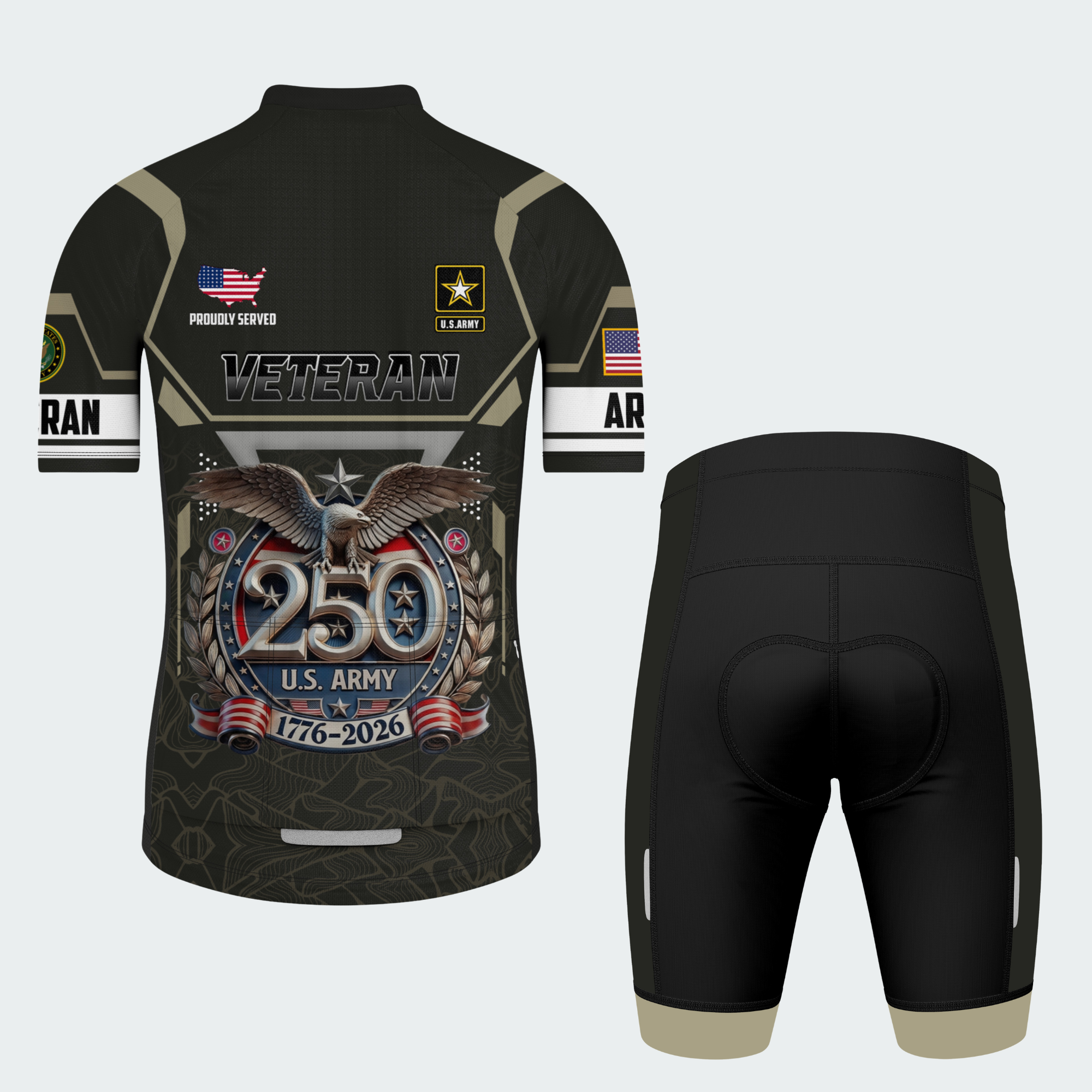 Men’s American Pride Proudly Served Veteran 250th Anniversary Regular Fit Custom Cycling Jersey