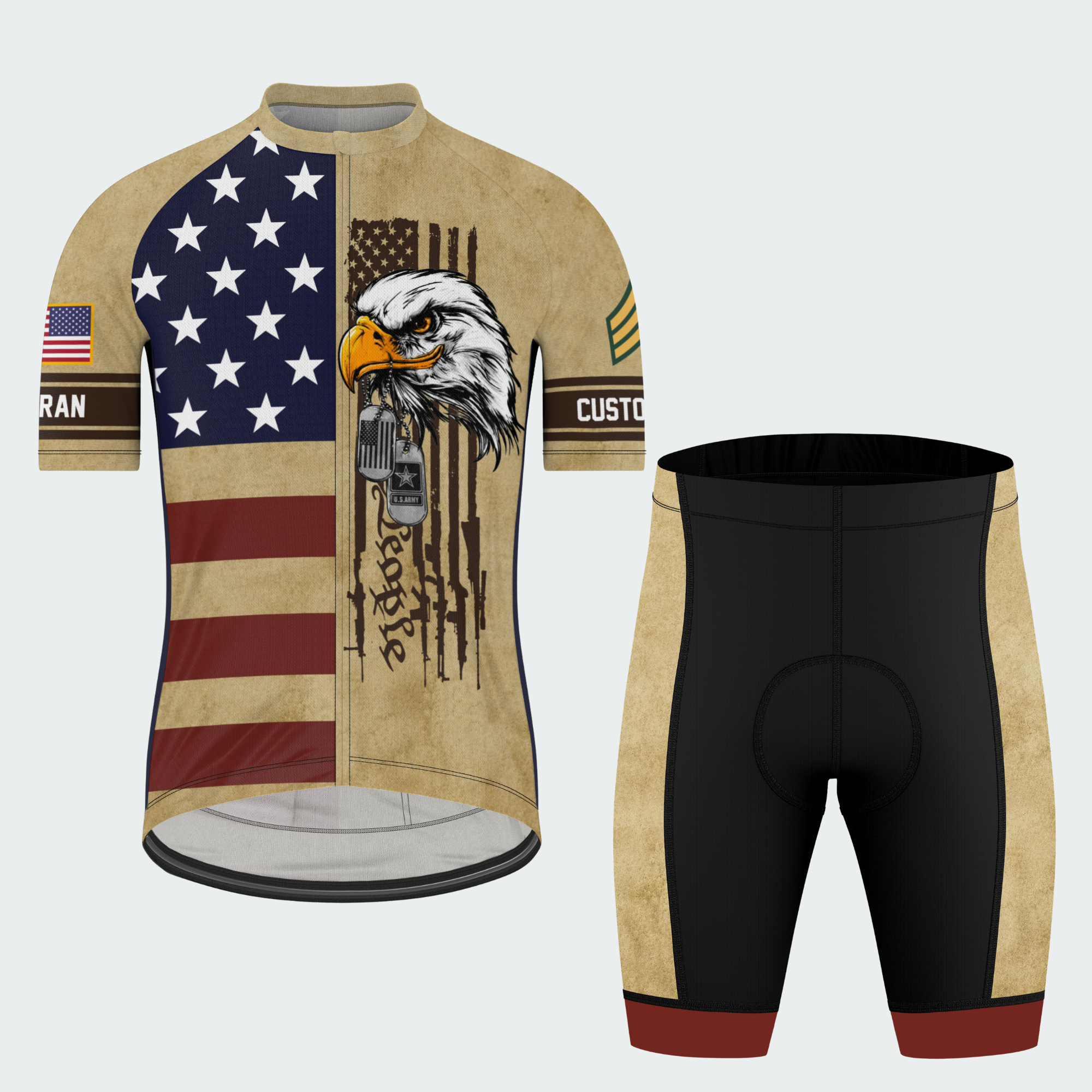 Men’s Custom Veteran Eagle Patriotic Cycling Jersey & Kit