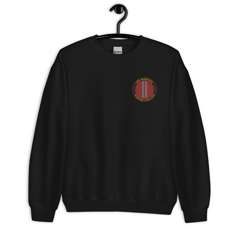 Custom MARlNE Ranks, Insignia Marine For Life Embroidered Unisex Sweatshirt