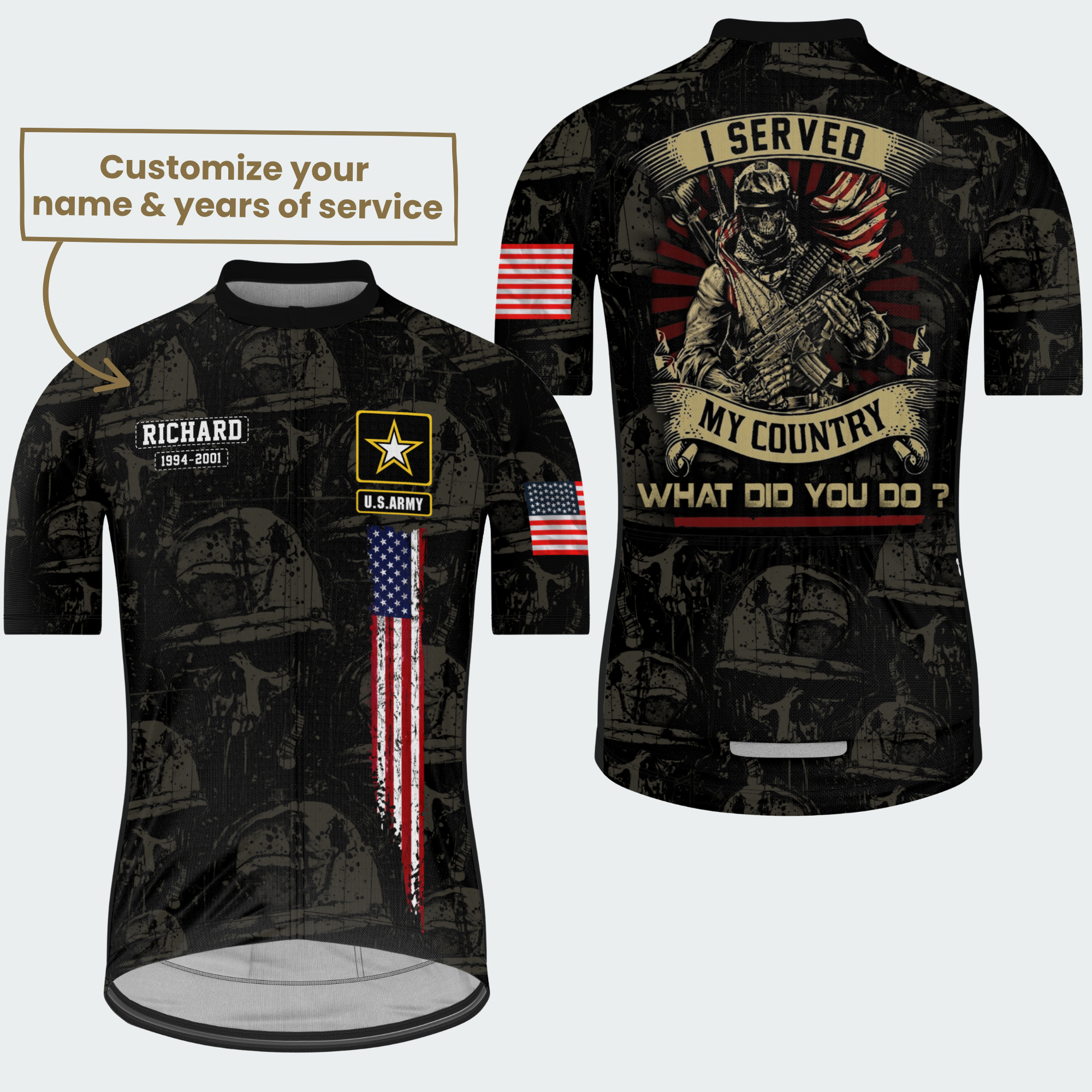 Men’s Personalized I Served My Country Army Veteran Cycling Jersey & Kit